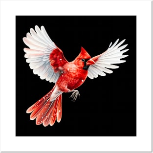 Northern Cardinal Flying Posters and Art